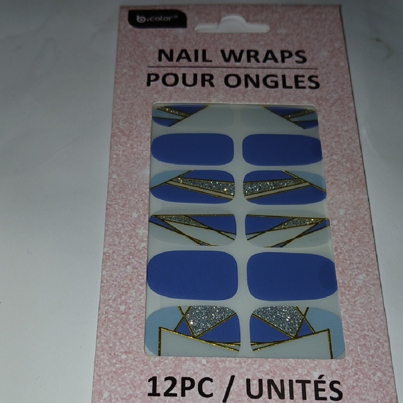 Nail Wraps  12PC blue white silver and gold NWT - Picture 1 of 5